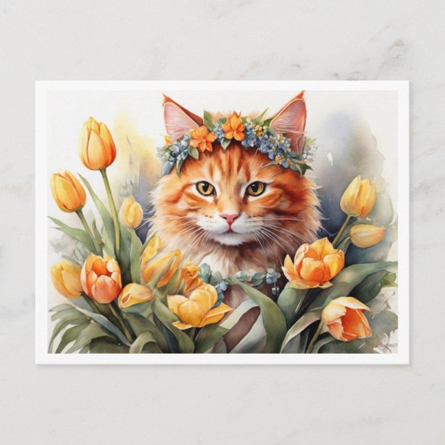 Yellow Kitty Tulips   Postcard (Front)