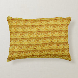Yellow knitted fabric: striped texture. accent pillow