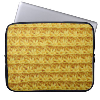 Yellow knitted fabric: striped texture. laptop sleeve
