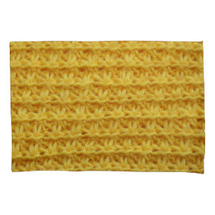 Yellow knitted fabric: striped texture. pillowcase