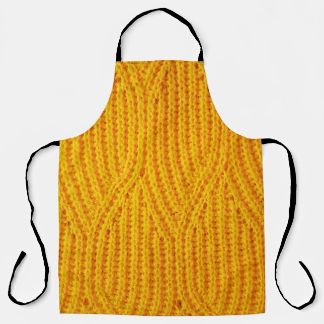 Yellow knitted surface textile material background apron (Front)