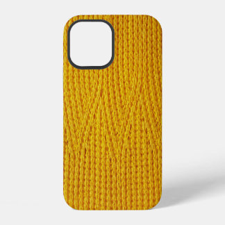 Yellow Knitted: Textile Surface Background. iPhone 12 Case