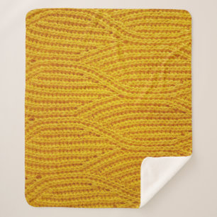 Yellow Knitted: Textile Surface Background. Sherpa Blanket
