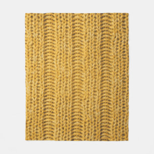 Yellow Knitted Textured Trendy Background Fleece Blanket