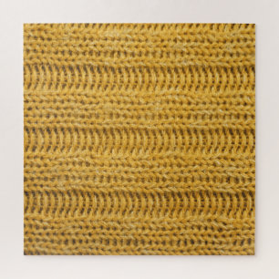 Yellow Knitted Textured Trendy Background Jigsaw Puzzle