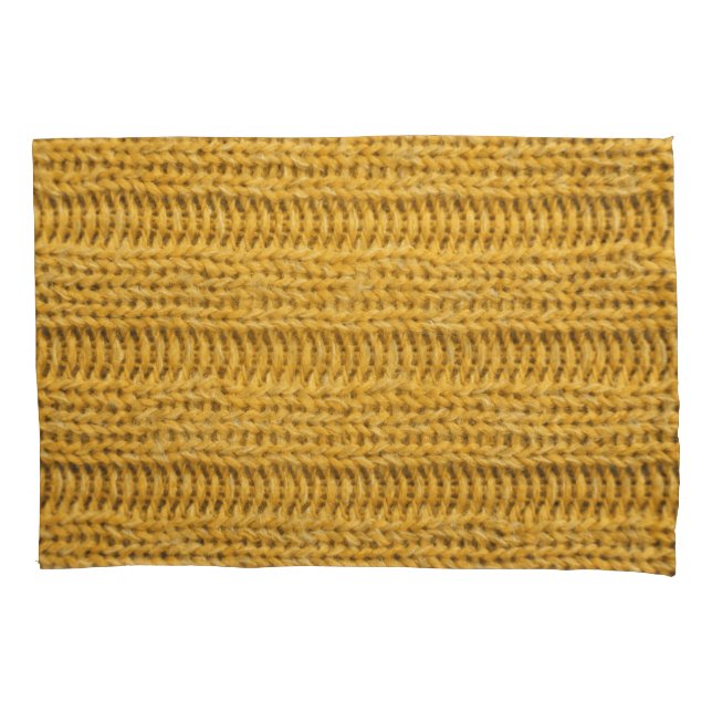 Yellow Knitted Textured Trendy Background Pillowcase (Front)