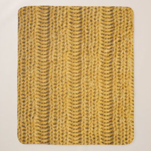 Yellow Knitted Textured Trendy Background Sherpa Blanket