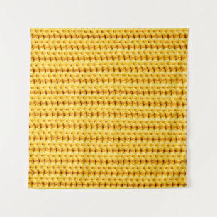 Yellow knitted woollen fabric background tapestry