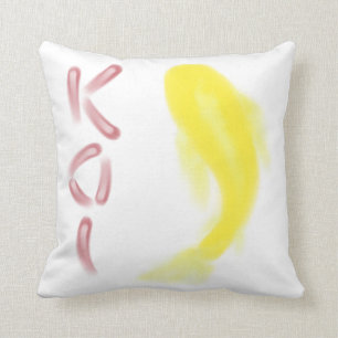 Yellow Koi Fish w/ Red "KOI" Throw Pillow