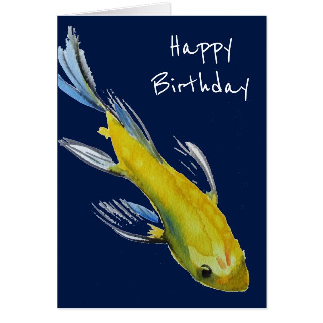 Yellow koi Japanese carp birthday fish art (Front)