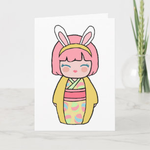 Yellow Kokeshi Easter Card