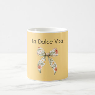 Yellow La Dolce Vita (the good life) Floral Bow Coffee Mug