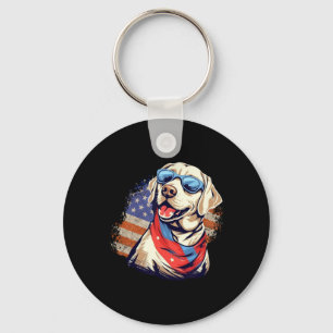 Yellow Lab 4th Of July Design Patriotic Pup Labrad Keychain