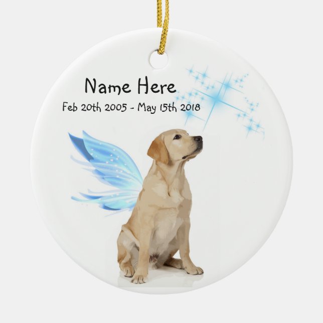 Yellow Lab Angel - Christmas Memorial Ornament (Front)