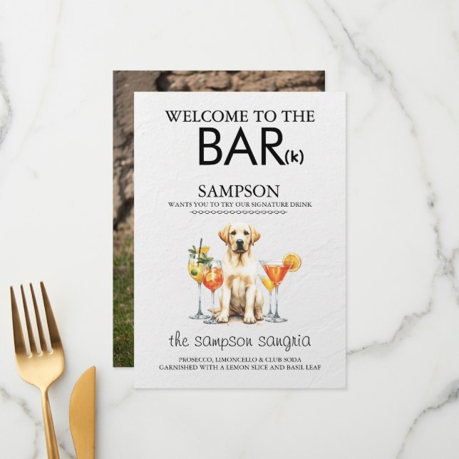 Yellow Lab Bar Menu (Front/Back In Situ)