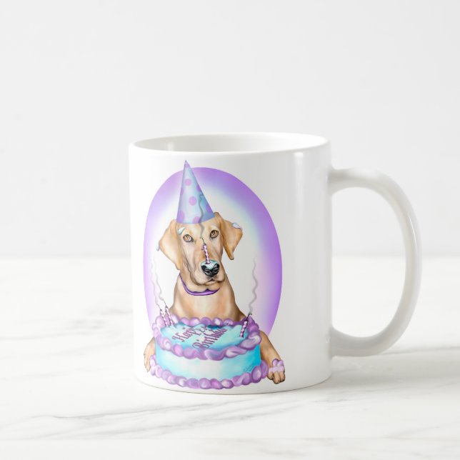 Yellow Lab Cake Face Birthday Coffee Mug (Right)