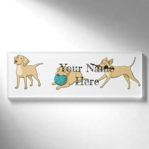 yellow lab cartoon 2 name tag