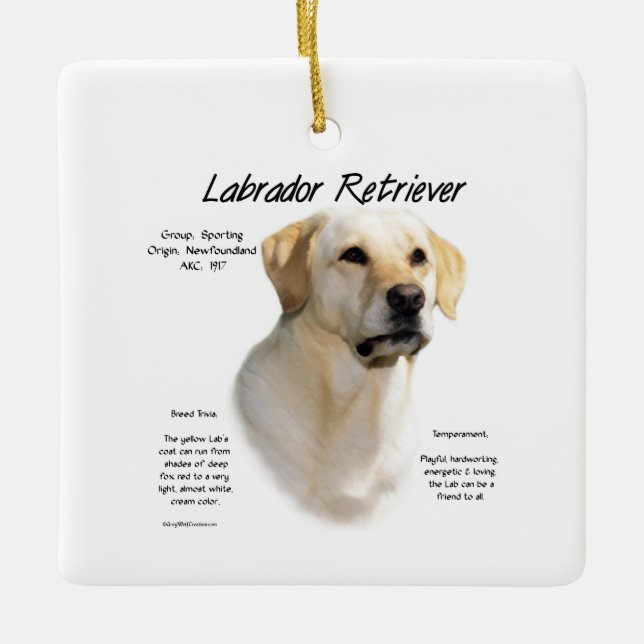 Yellow Lab Ceramic Ornament (Front)
