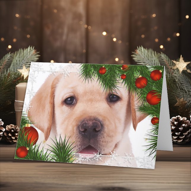 Yellow Lab Christmas Card- Cute Dog Puppy Labrador Holiday Card (Creator Uploaded)