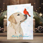 Yellow Lab Christmas Cardinal Cute Labrador Dog Holiday Card<br><div class="desc">Send Christmas greetings with this adorable Santa Merry Christmas Yellow Labrador and Cardinal Card. Inside : Merry Christmas ~ Happy New Year . Personalize with your family name, and names, or delete if you would like to handwrite. This yellow labrador christmas card will be a favourite among labrador lovers. Visit...</div>