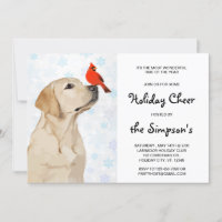 Yellow Lab Christmas Cardinal - Cute Labrador Dog