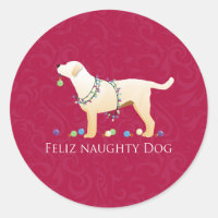 Yellow Lab Christmas Feliz Naughty Dog