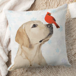 Yellow Lab Christmas Labrador Throw Pillow<br><div class="desc">Decorate your home this holiday season with this adorable Yellow Labrador and Cardinal Christmas pillow and matching decor . This yellow labrador christmas pillow will be a favourite among labrador lovers. Visit our collection for matching yellow lab christmas cards, home decor, and gifts. COPYRIGHT © 2020 Judy Burrows, Black Dog...</div>