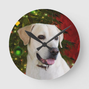 Yellow lab Christmas Round Clock