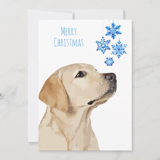 Yellow Lab Christmas Snowflake Cute Dog Labrador Holiday Card (Front)
