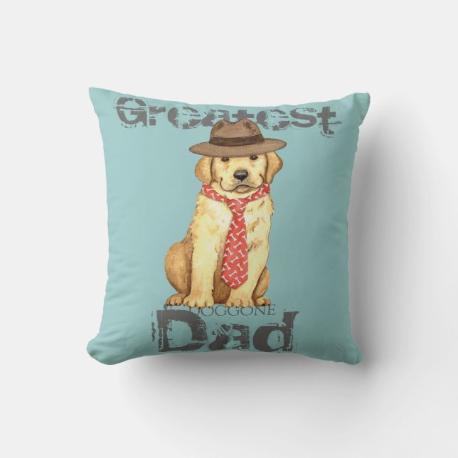 Yellow Lab Dad Throw Pillow (Front)