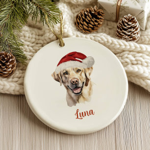 Yellow Lab Dog Personalized Christmas Ceramic Ornament