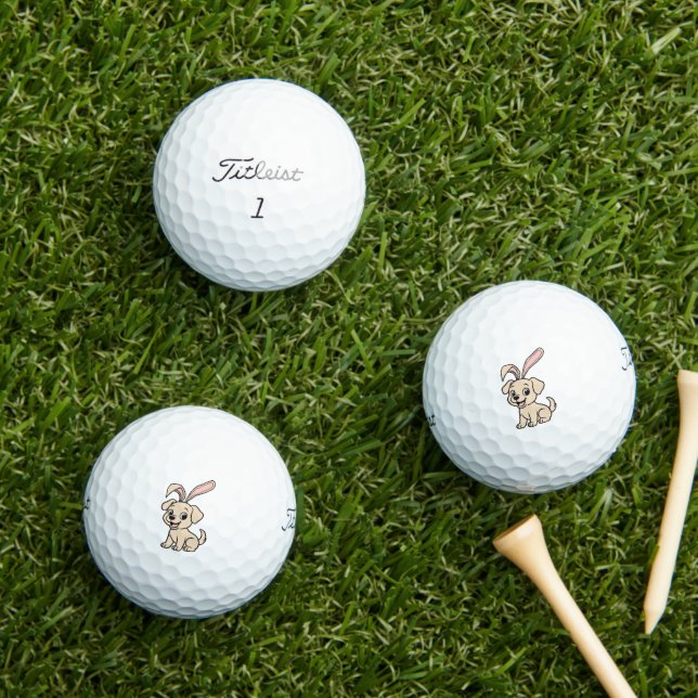 Yellow Lab Easter Rabbit Cartoon Golf Balls (Insitu Grass)