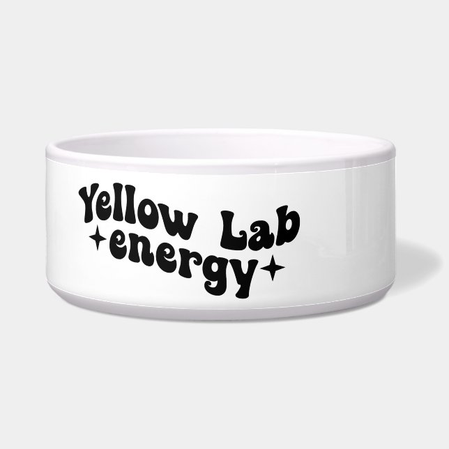 Yellow Lab Energy Ceramic Dog Bowl  (Left)