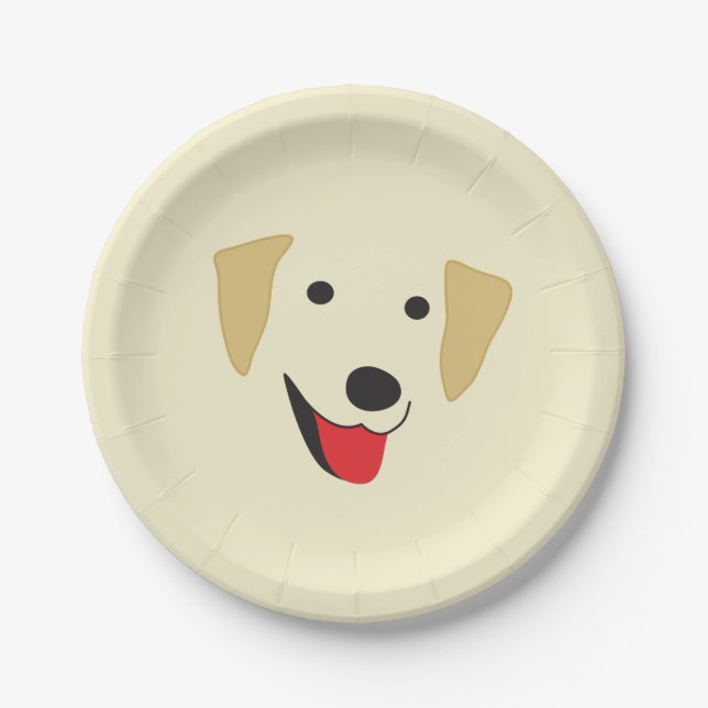 Yellow Lab Face Paper Plate (Front)