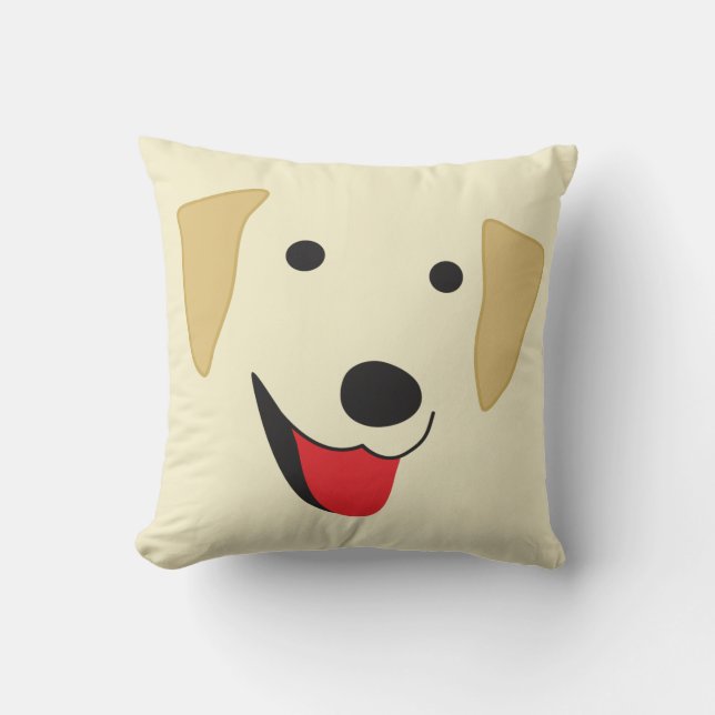 Yellow Lab Face Throw Pillow (Front)