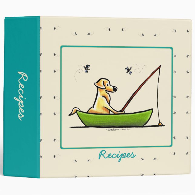Yellow Lab Fishing Dragonflies Recipes Custom Binder (Front/Spine)
