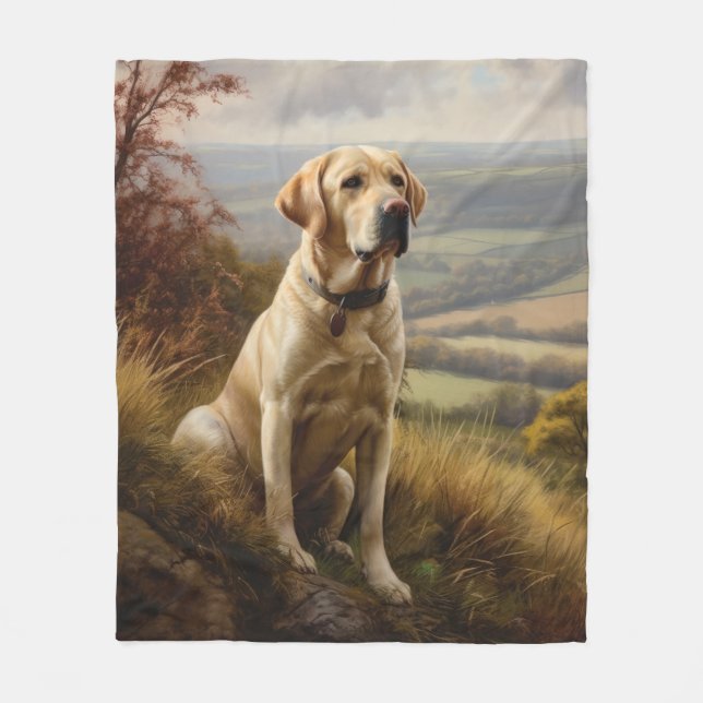 Yellow Lab Fleece Blanket (Front)