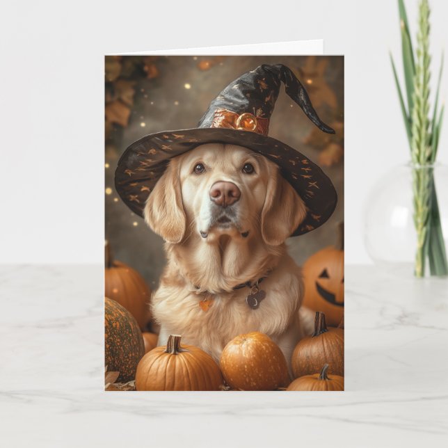 Yellow Lab Halloween Holiday Card (Front)