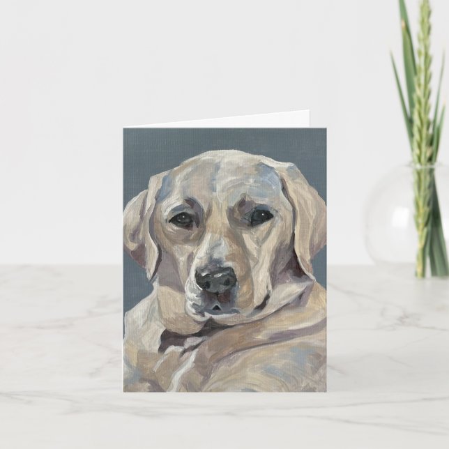 Yellow Lab Hand-Painted on Canvas Note Card (Front)
