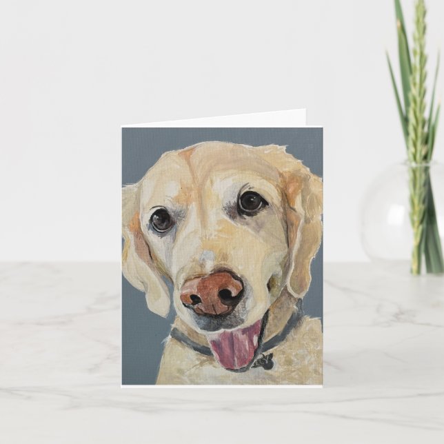 Yellow Lab Hand-Painted on Canvas Thank You Card (Front)