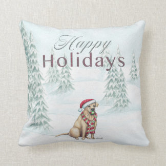 Yellow Lab Happy Holidays Pillow