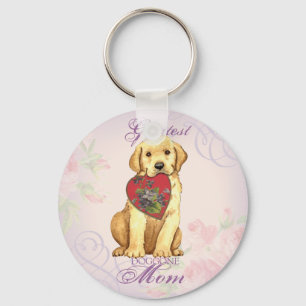 Yellow Lab Heart Mom Keychain