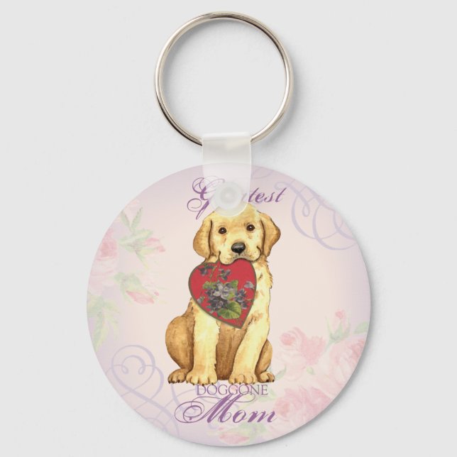 Yellow Lab Heart Mom Keychain (Front)