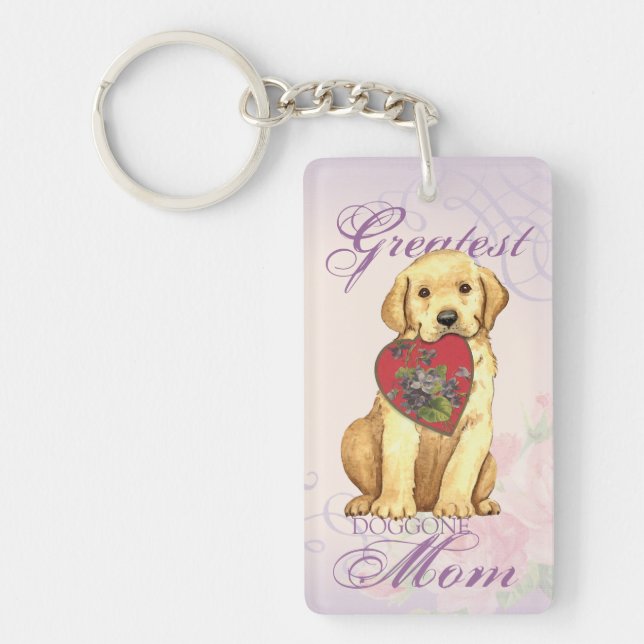 Yellow Lab Heart Mom Keychain (Front)