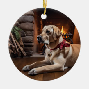 Yellow Lab Holiday Ceramic Ornament