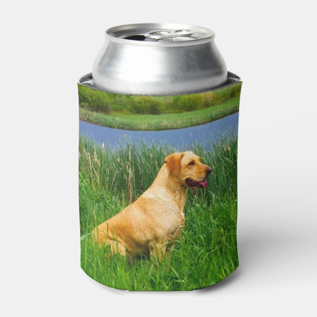 Yellow Lab in the Grass Can Cooler (Can Front)