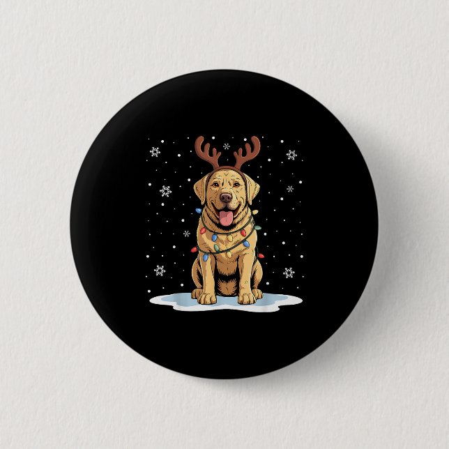 Yellow Lab Labrador Christmas Reindeer Dog Lover X 2 Inch Round Button (Front)