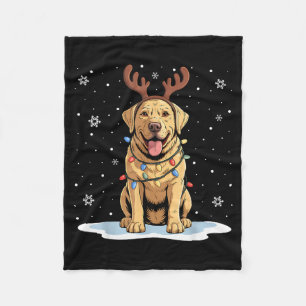Yellow Lab Labrador Christmas Reindeer Dog Lover X Fleece Blanket