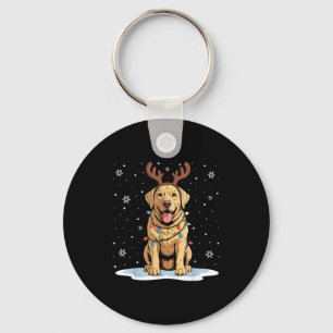 Yellow Lab Labrador Christmas Reindeer Dog Lover X Keychain