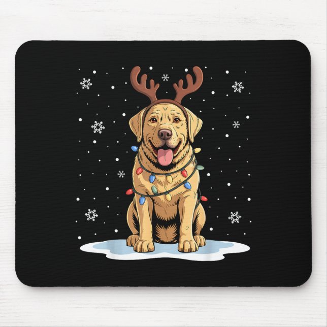 Yellow Lab Labrador Christmas Reindeer Dog Lover X Mouse Pad (Front)